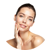 clear bright healthy skin on white background